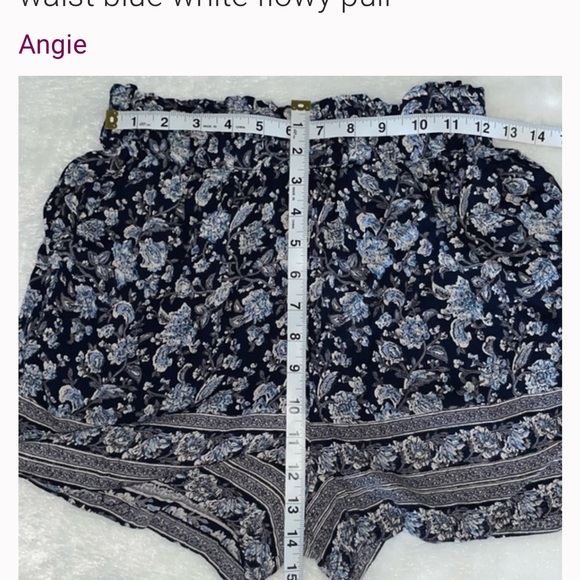 Nwt Angie florence boho shorts women size medium waist blue white flowy @ - Picture 7 of 8